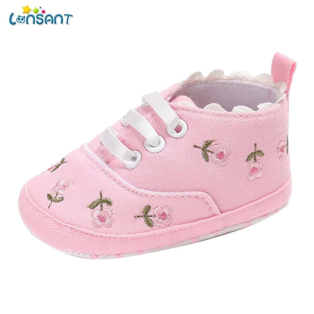 

LONSANT Summer Autumn Baby Girl First Walker Newborn Floral Embroidered Ruffles Princess Shoes Baby Girl Cotton Shoes 2019 N30