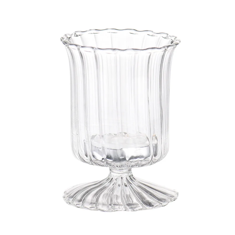 Подсвечник стеклянный подсвечник креативный прозрачный светильник в полоску