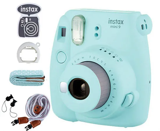 Ice Blue Fuji Fujifilm Instax Mini 9 мгновенная камера для печати пленки Polaroid Обычная камера для фотосъемки с плечевым ремнем - Цвет: Ice Blue