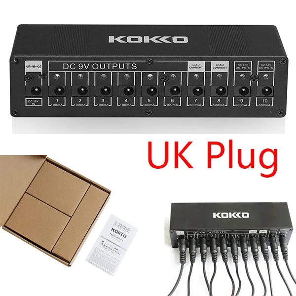 UK Plug KP006 KOKKO электрогитара педаль эффектов адаптер питания гитарный инструмент кабель педаль плата EFX AMP EQ аксессуары для гитары - Цвет: UK Plug KP006
