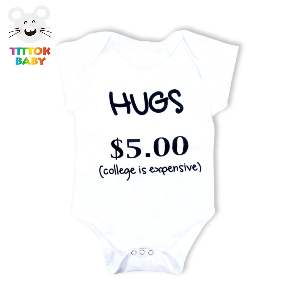 2017 Детские Боди объятия $5 00 белого цвета с надписью короткими рукавами одежда для
