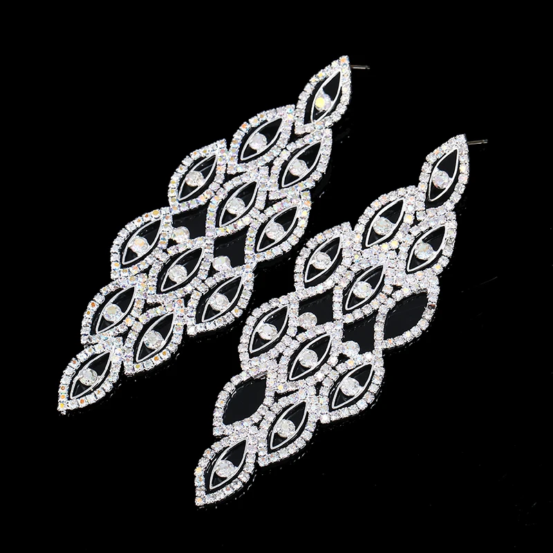 Женские блестящие серьги YIZILI многослойные со стразами бижутерия E040|bridal rhinestone