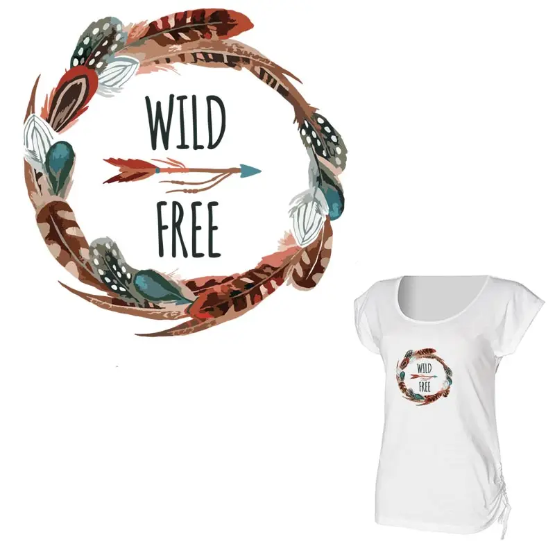 

Fashion Watercolor Heat Transfer Sticker On Clothes Diy Women T-shirt Washable Iron On Dreamcatcher Letter Accessory Patches 010