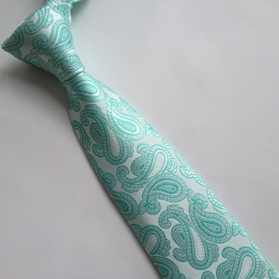 8 см стильный дизайн галстук набор Жених роскошный наборы белые с мятно-зеленые