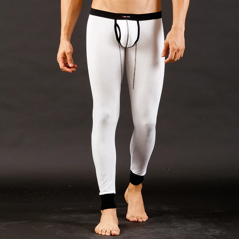 Men Long Johns Warm Pants Thin Elastic Slim Solid Low Waist Male  Breathable Modal Sexy Underwear Tight Legging Bottoms