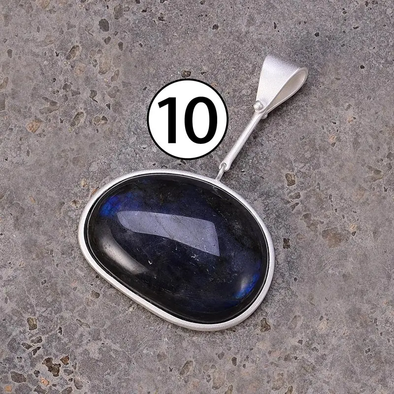 Lotus Fun реальные стерлингового серебра 925 натуральный Лабрадорит ручной работы Fine Jewelry озеро слезы кулон без Цепочки и ожерелья Для женщин - Цвет камня: 10