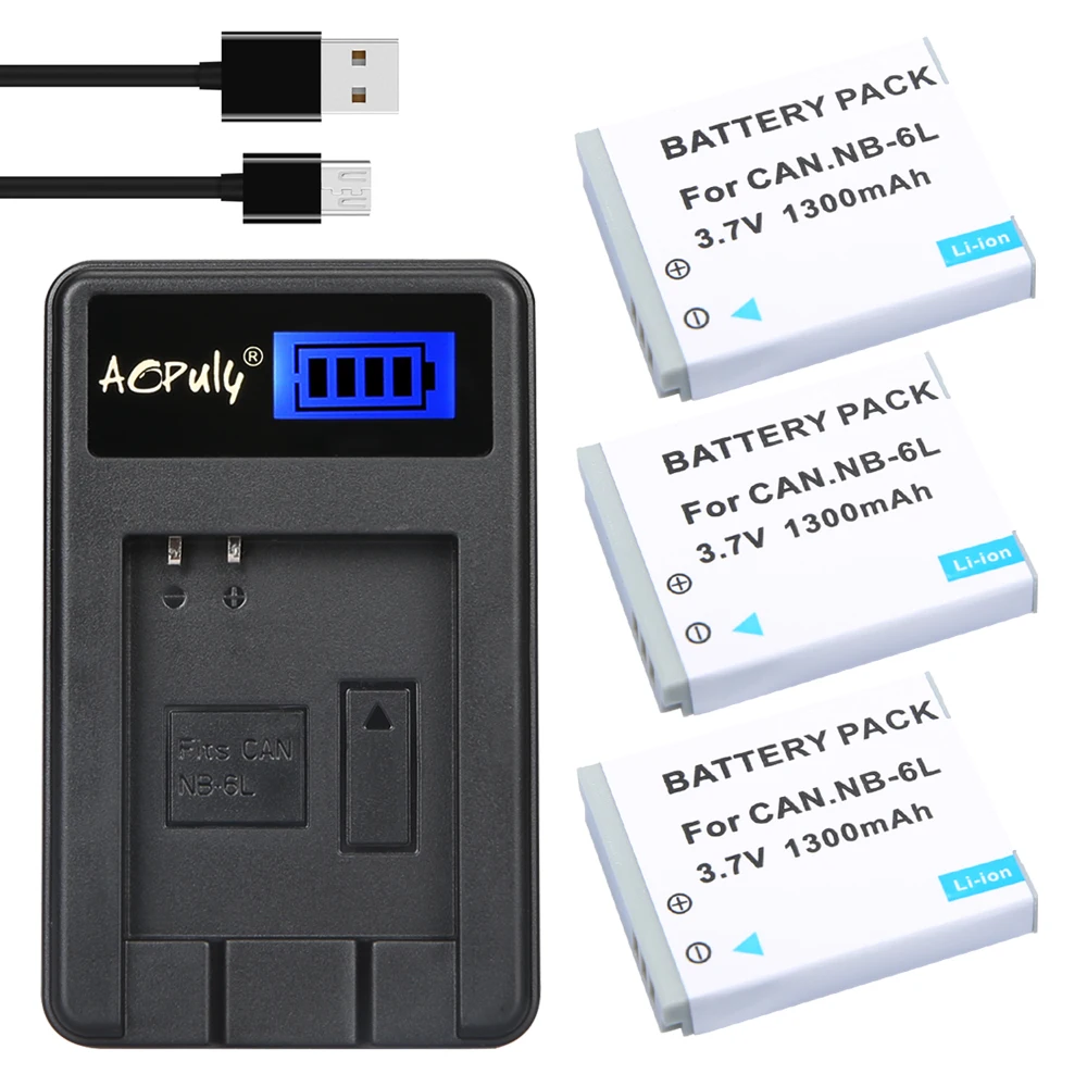 3 шт. NB6L NB 6LH 6L батареи для камеры + ЖК Зарядное устройство USB Canon SX520 HS SX530 SX600 SX610 SX700