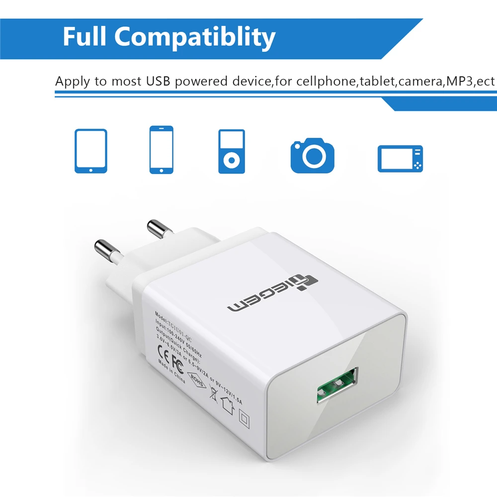 Зарядное устройство TIEGEM Quick Charge 3 0 USB QC универсальное настенное зарядное для