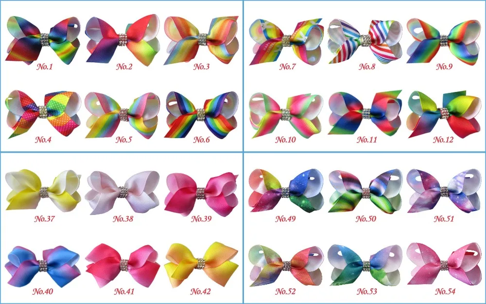 

100pcs Good Girl Boutique 2.5" Rainbow ABC Hair Bows Clip Accessories