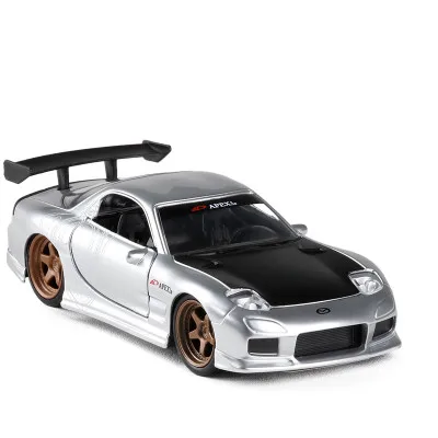 Моделирование 1:32 Mazda 1993 RX-7 модифицированный купе металлическая машина модель, детская игрушечная дверь и оттягивающаяся назад модель автомобиля - Цвет: Серый