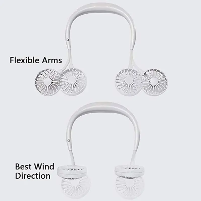 Hands free Шея Free подвесной светильник USB Перезаряжаемые двойной вентилятор мини
