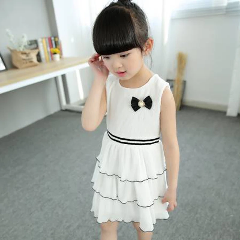 2016 High Grade Chiffon Fashion Elegant Children Ruched Dress Children's Pure Color Dancewear Performance Girls | Детская одежда и