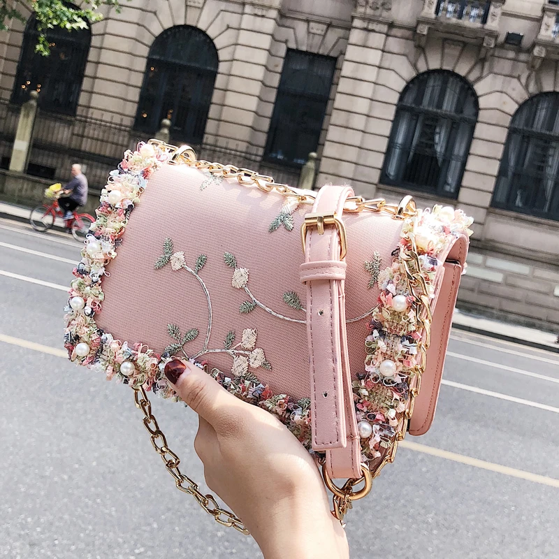Маленькие сумки ETAILL с цветочной вышивкой и кружевным клапаном на плечо