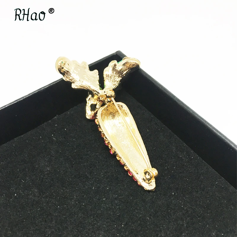 Темно-розовые хрустальные броши &quotморковь&quot Зеленая эмаль карнизы брошь в виде