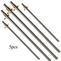 5pcs t8 lead screw od 8mm lead 2mm pitch 2mm 100mm 200mm 300mm 400mm 500mm lead screw with brass nut reprap 3d printer parts
