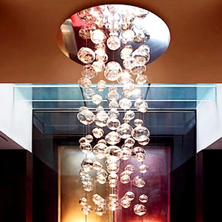 

modern transparent stair glass ball bubble hanging wire pendant lamp dia 60*h150cm