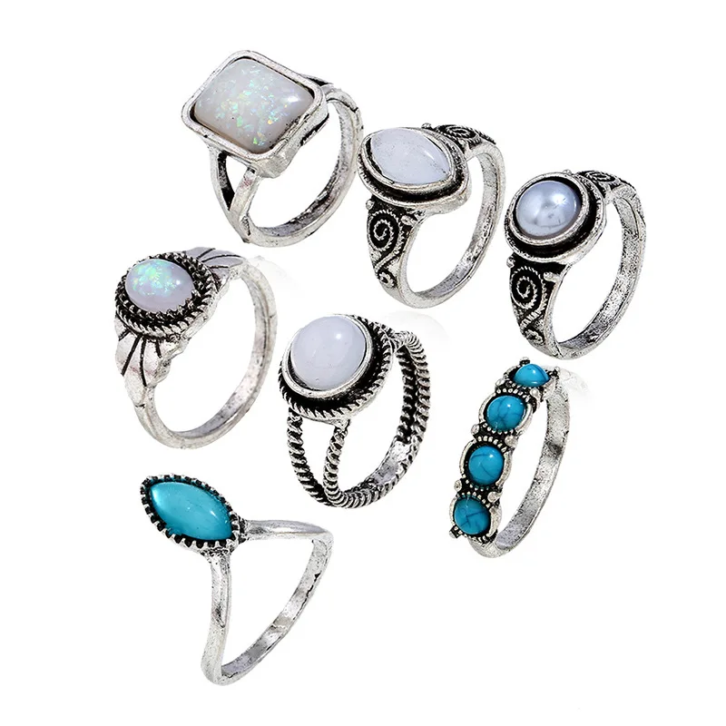 7 шт./лот кольцо на костяшках в стиле барокко для женщин кольца средней длины