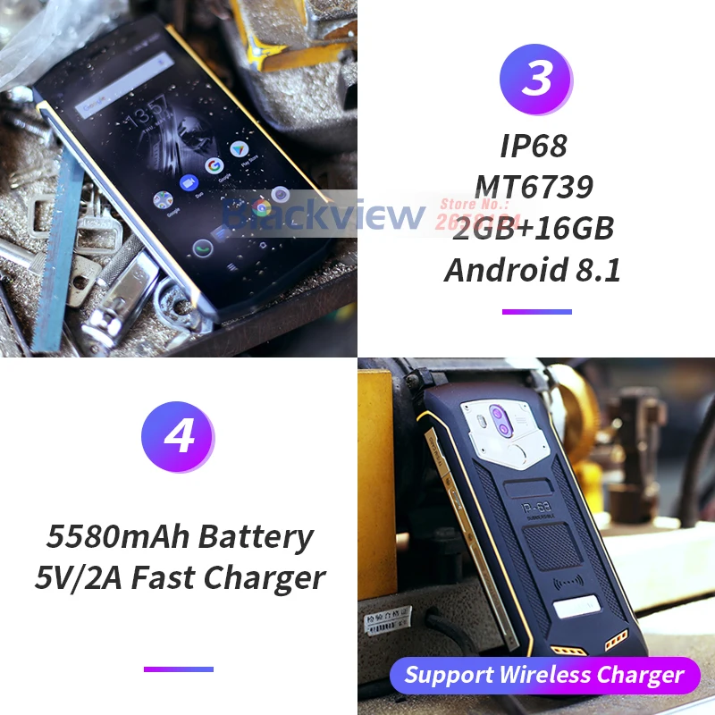 Продвижение Blackview BV5800 pro IP68 водонепроницаемый Беспроводной Charge 5580 mAh 4G 18:9 2 Гб 16 GB