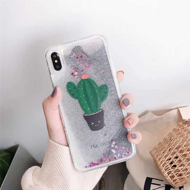 Зыбучий песок чехол для телефона в форме кактуса iphone XS MAX XR X Жесткий пластиковый