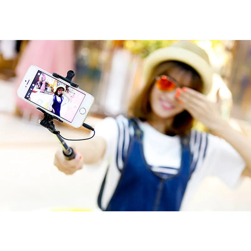 Eustak проводной ручной монопод для селфи с зеркалом мини Автоспуск iPhone 6 6S Plus Samsung