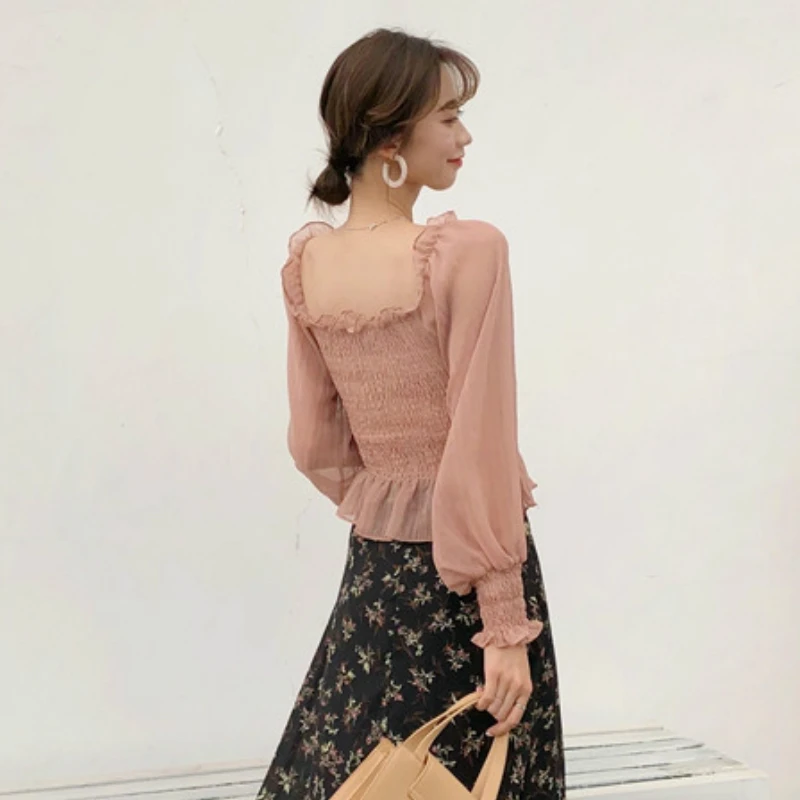 Сексуальная Slash шеи с открытыми плечами топы Модные женские и блузки 2021 шифоновая