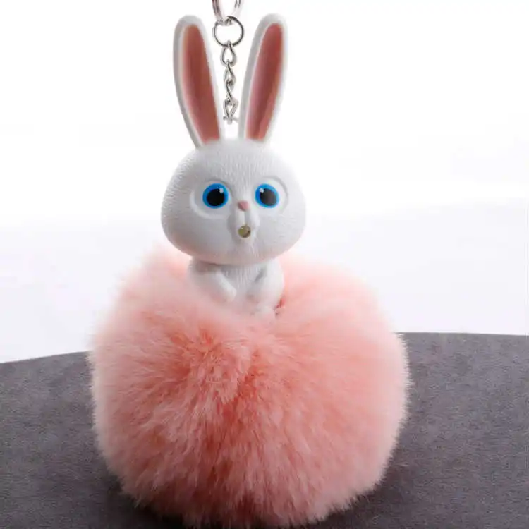 Новые мини Плюшевые Kawaii Кролик Мех мяч мягкие игрушки для ключей Симпатичные Детские плюшевые куклы помпон пушистый Шарм ребенок для девочек подарок для женщин - Цвет: Оранжевый