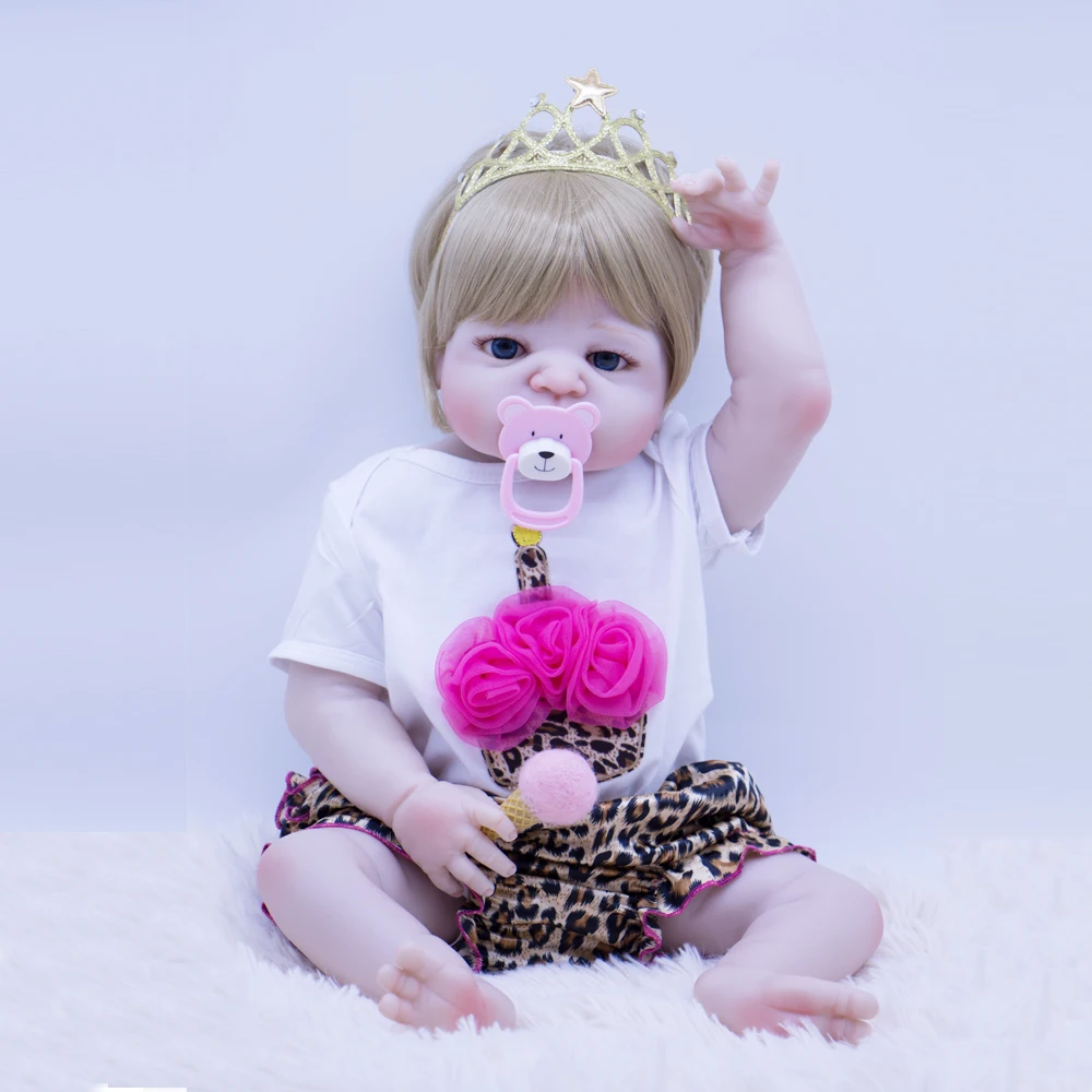 

Lifelike blue eyes 23'' Reborn Baby Dolls Silicone Vinyl Babies Doll Girl Toys Looks Like loli princess Baby bebes Reborn gift