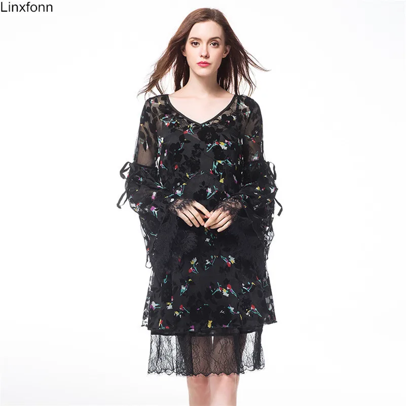 Лето 2017 г. плюс Размеры Шелковый газ шифона Для женщин платье из двух частей