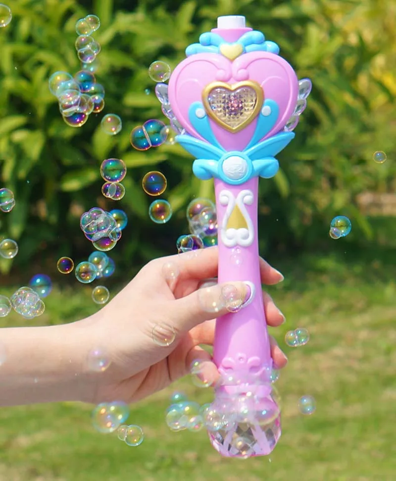 Наружная электрическая волшебная палочка игрушки Bubble для детей Автоматическая мыльная машина с пузырями с огнями музыка лето вода воздуходувка