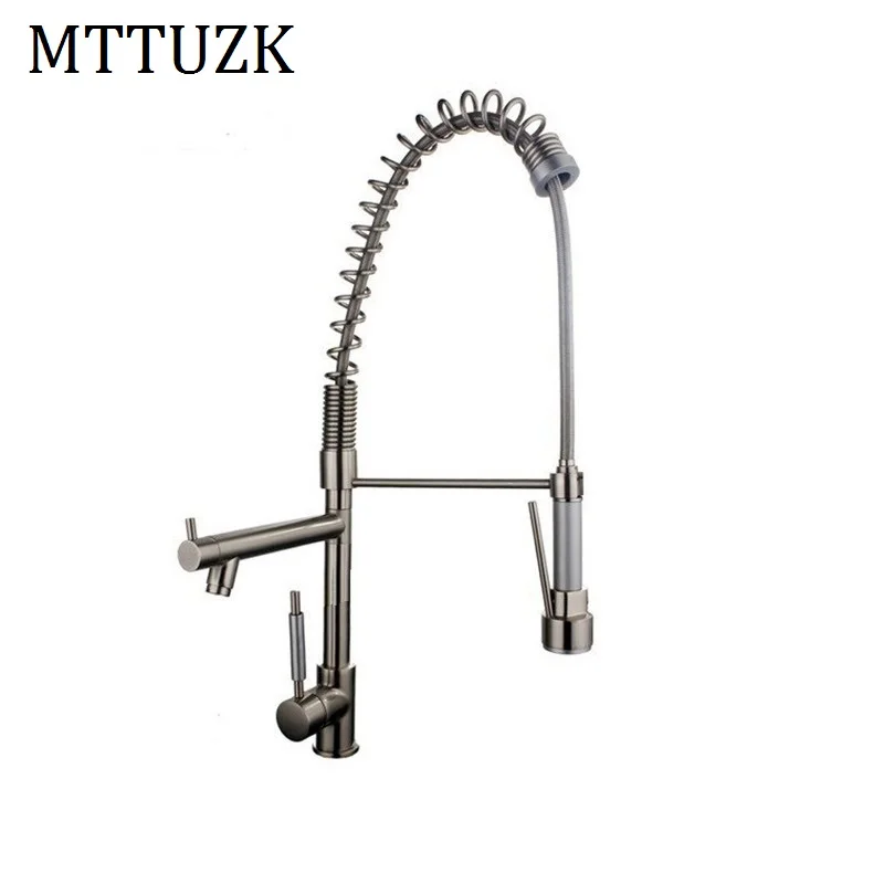 Оптом и в розницу! Матовый никелевый кухонный смеситель. Краны с пружиной.
