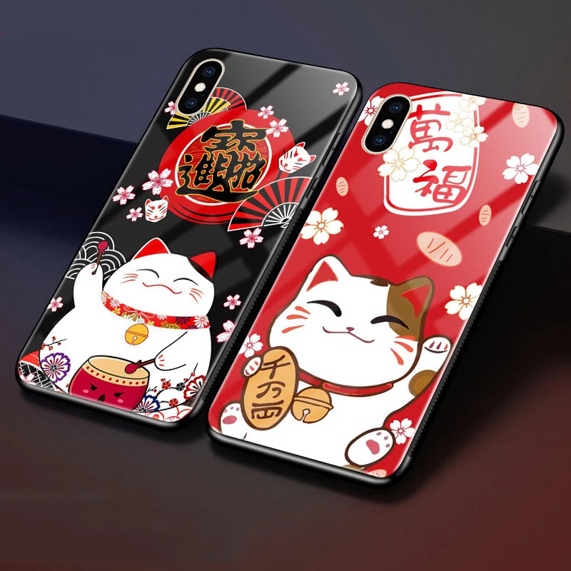 Чехол для iphone XS Max чехол с рисунком счастливого кота закаленное стекло задняя