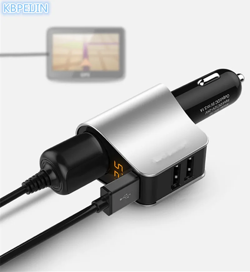 Хо 3USB автомобильное зарядное устройство дисплей Напряжение тока LED Обнаружение