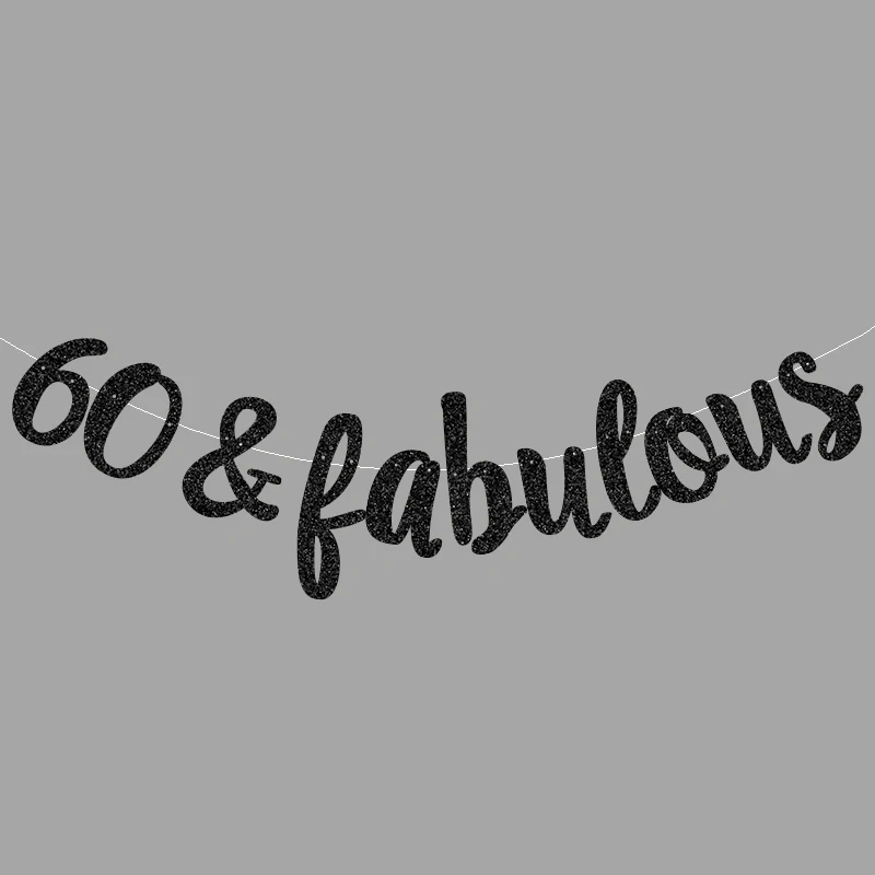 Золотистый/черный/серебристый Блестящий 60 и сказочный баннер 60-й день рождения