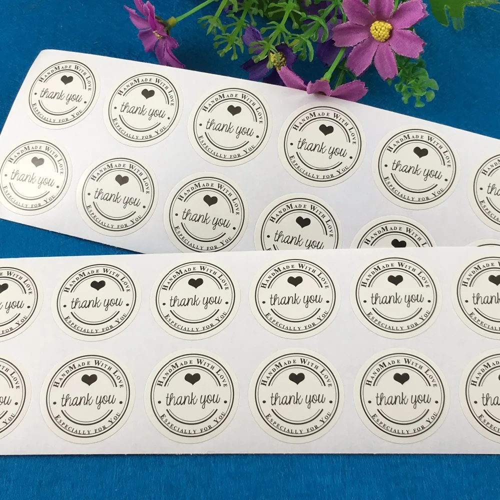 1200 шт./лот 3 см Круглый спасибо белый ручная работа с наклейками love Circle бумажная