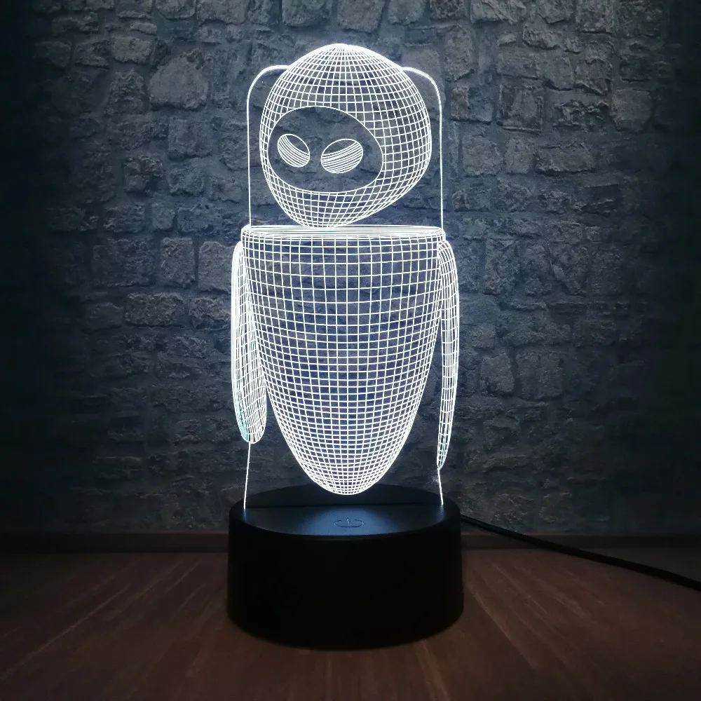 Новинка 3D USB Robort Wall-E RGB светильник ing настольная Светодиодная лампа Иллюзия