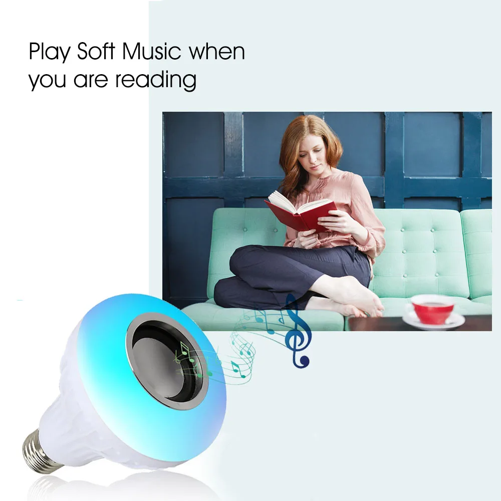 2018 Новый E27 Беспроводной Bluetooth Динамик + 12 Вт RGB лампа светодиодный светильник 110 В