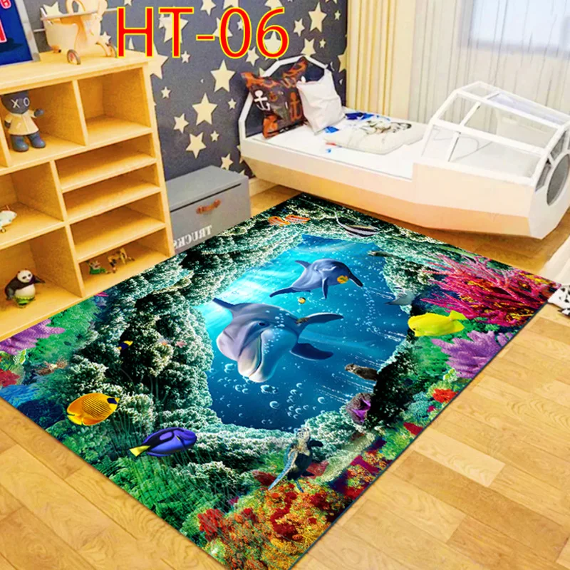 Blue Sea ocean Mediterranean Style 3D Carpets for Living Room Bedroom Area Rugs Coffee Table Sofa Bed Floor Mat Hallway Carpet