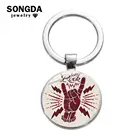SONGDA винтажный поп-рок брелок для ключей в виде руки посеребренный стеклянный купол металлический брелок держатель Мотоцикл аксессуары на цепочке для ключей от автомобиля