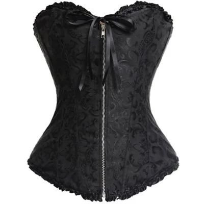 Женский черный корсет в стиле стимпанк со стальными косточками|bustier costume|corsets and