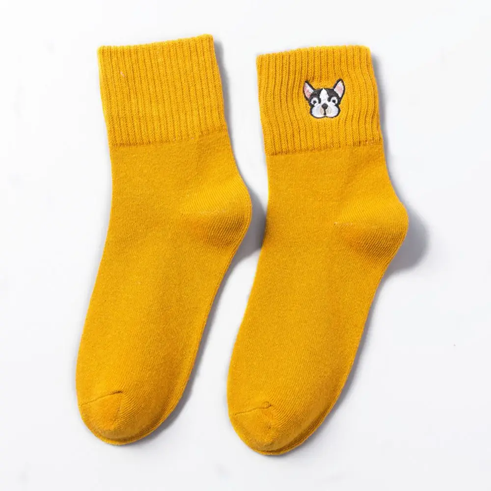 

Spring summer socks for women cotton sock harajuku cartoon dog embroidery cute socks female casual sox ladies meias mujer