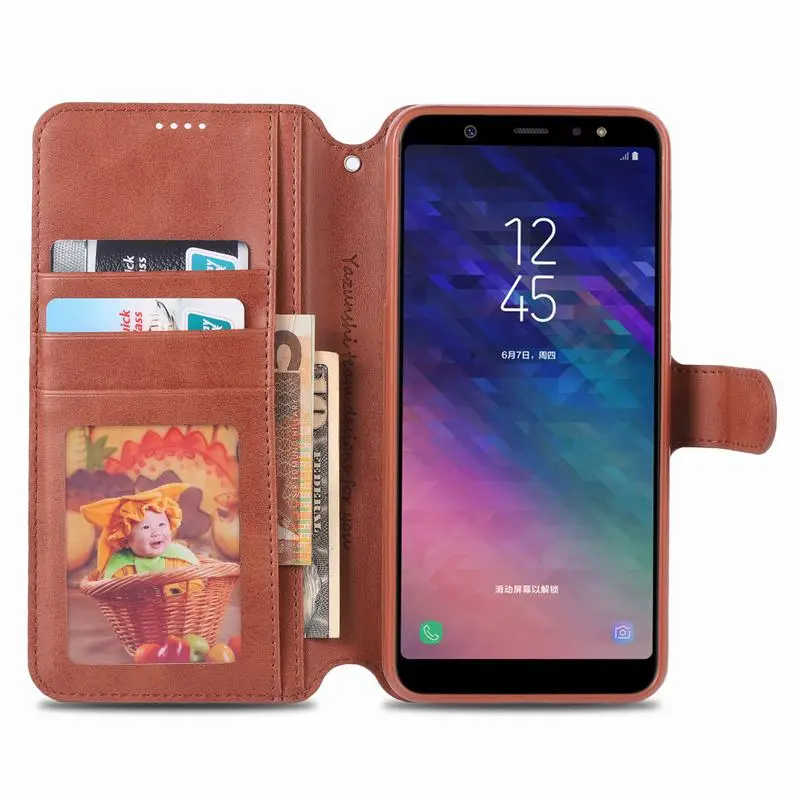 Чехол для samsung Galaxy A6 Plus a6plus, роскошный чехол, высокое качество, Магнитный Флип-кошелек, кожаный чехол для телефона для samsung A 6 360