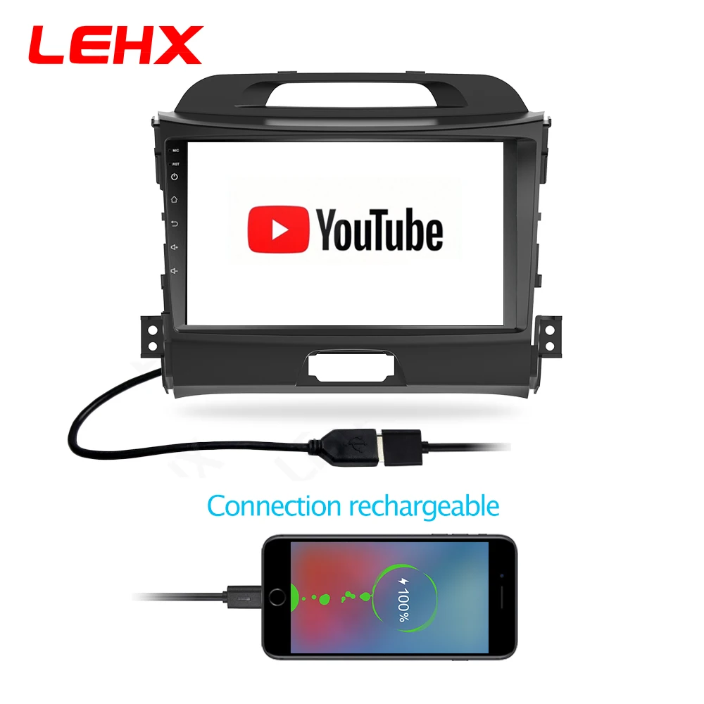 LEHX автомобильный Android 8,1 2 din Автомобильный мультимедийный плеер Автомобильный dvd для KIA sportage 2011 2012 2013 головное устройство gps навигация радио