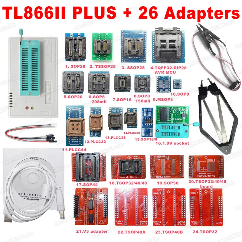 V9.0 TL866ii плюс программист Xgecu Pro+ 14 Адаптеры TSOP32/40/48 TSOP48/SOP44 SOP8 P SOIC зажим лучше, чем TL866A TL866CS