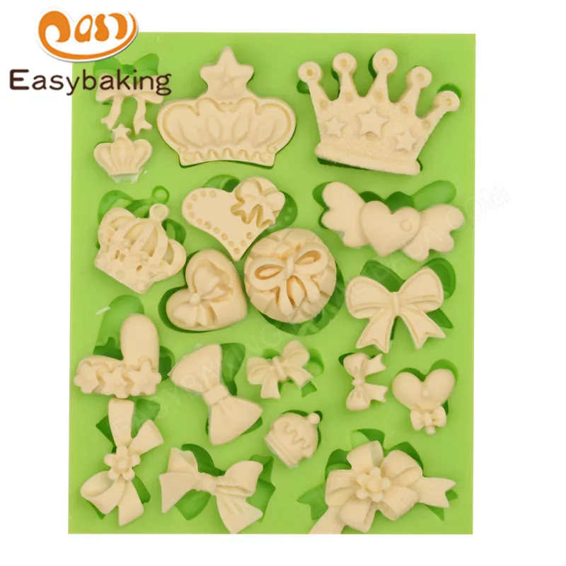 Множество корон и бантиков любовь сердца силиконовая форма для помадки