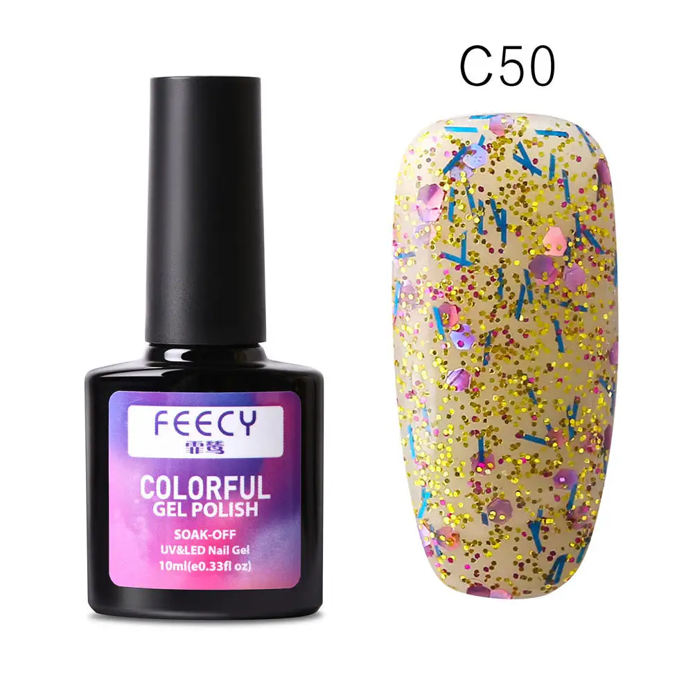 Feecy C50 Gel Nail Polish Soak Off UV LED Gel Varnish Wipe Top Coat Color Nail Gel Polish DIY Nail Art Lacquer Manicure Nail Art Tool - Цвет: Feecy C50