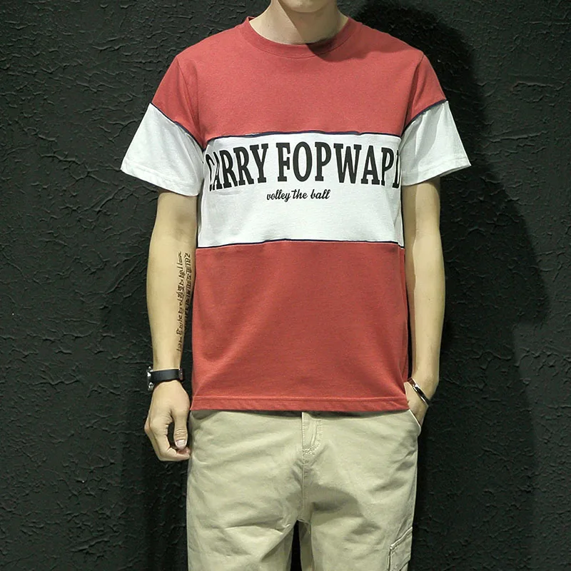 Новые Марка Лето Хлопок Футболки Мужчины Лоскутная Цвет Желтый С Коротким