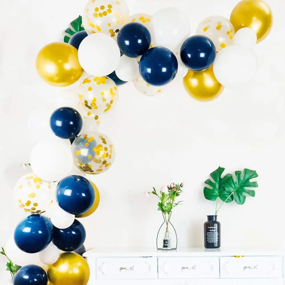 

100pcs balloons of Navy Blue Gold White Balloons for party suppies.