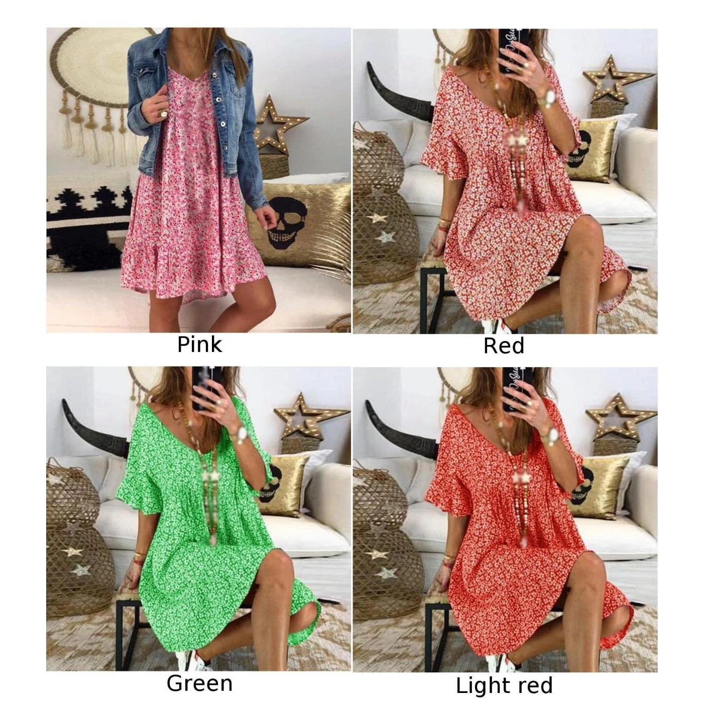 Женское платье с v-образным вырезом и цветочным принтом летнее праздничное