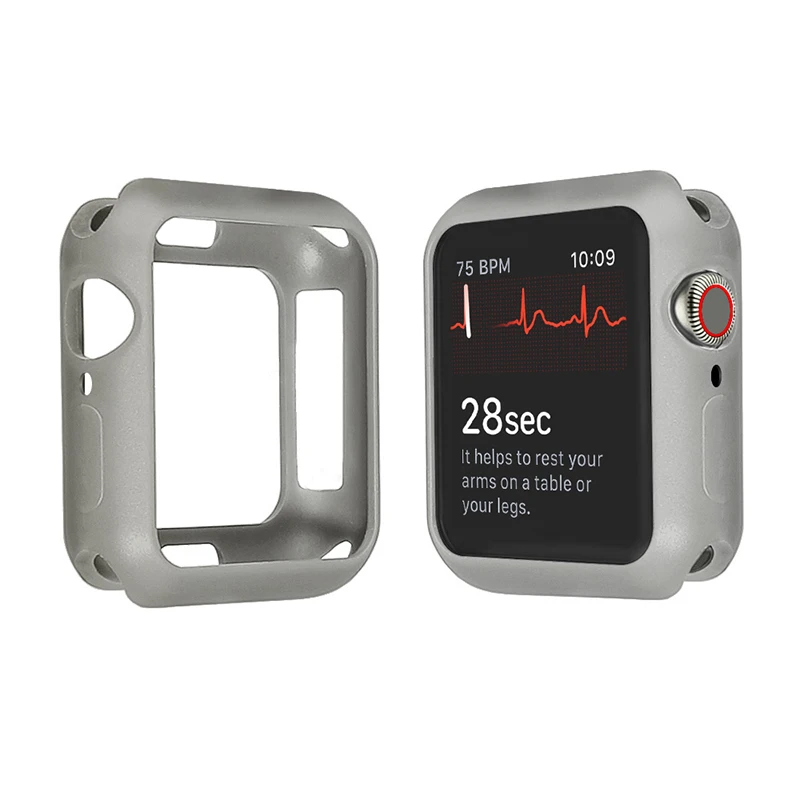 Мягкий силиконовый чехол ProBefit для Apple Watch 3 2 1 42 мм 38 мм полная защитная оболочка для iWatch 4 5 40 мм 44 мм бампер для часов - Цвет: Color12 Stone
