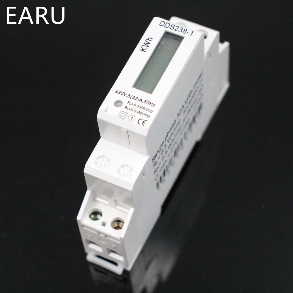 Умный дом DDS238-1 lcd 5(32) A 230VAC 50 Гц одна фаза полюс din-рейка киловатт час измеритель KWH счетчик энергии совершенно измеритель мощности
